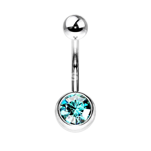 Press Fit Gem on 8mm Ball 316L Surgical Stainless Steel Navel Ring Belly Button Ring Skin Metals