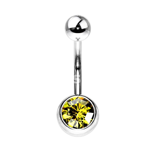 Press Fit Gem on 8mm Ball 316L Surgical Stainless Steel Navel Ring Belly Button Ring Skin Metals
