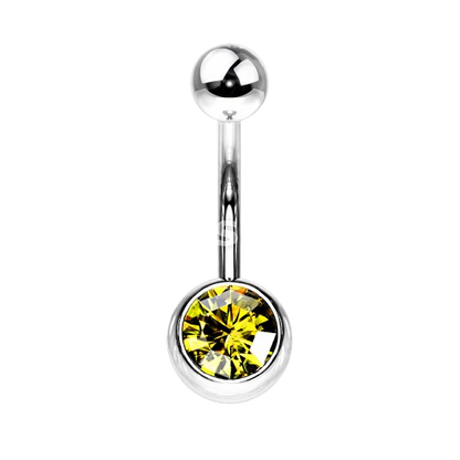 Press Fit Gem on 8mm Ball 316L Surgical Stainless Steel Navel Ring Belly Button Ring Skin Metals