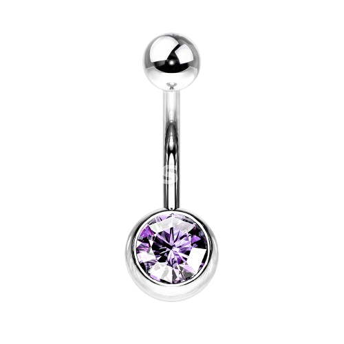 Press Fit Gem on 8mm Ball 316L Surgical Stainless Steel Navel Ring Belly Button Ring Skin Metals