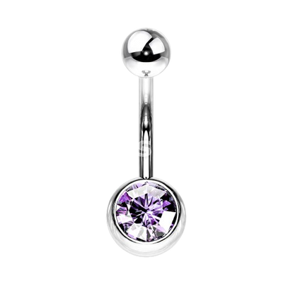 Press Fit Gem on 8mm Ball 316L Surgical Stainless Steel Navel Ring Belly Button Ring Skin Metals