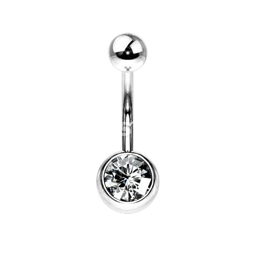 Press Fit Gem on 8mm Ball 316L Surgical Stainless Steel Navel Ring Belly Button Ring Skin Metals