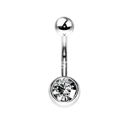Press Fit Gem on 8mm Ball 316L Surgical Stainless Steel Navel Ring Belly Button Ring Skin Metals