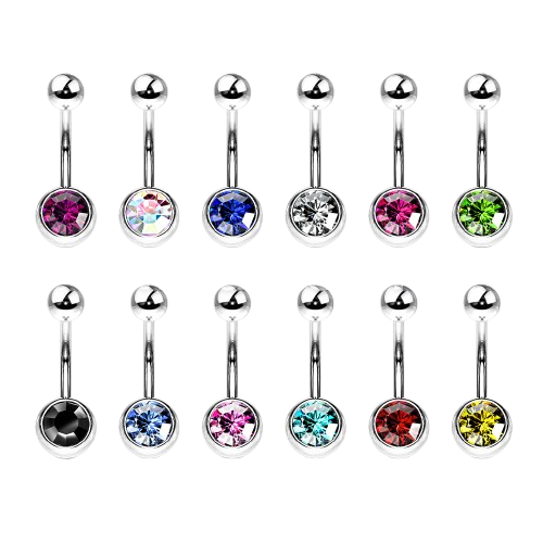 Press Fit Gem on 8mm Ball 316L Surgical Stainless Steel Navel Ring Belly Button Ring Skin Metals