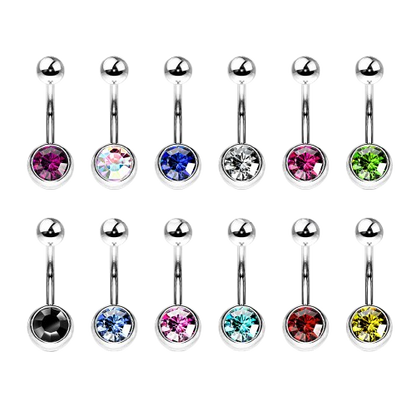 Press Fit Gem on 8mm Ball 316L Surgical Stainless Steel Navel Ring Belly Button Ring Skin Metals