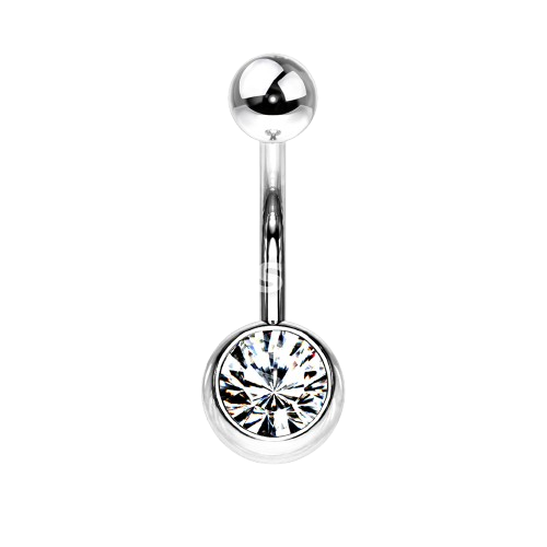 Press Fit Gem on 8mm Ball 316L Surgical Stainless Steel Navel Ring Belly Button Ring Skin Metals