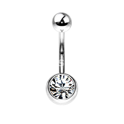 Press Fit Gem on 8mm Ball 316L Surgical Stainless Steel Navel Ring Belly Button Ring Skin Metals
