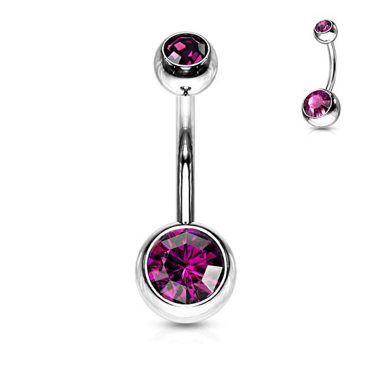 Internally Threaded Double Clear Gem Ball Navel Ring 316L Surgical Steel Navel Ring Impulse Piercings
