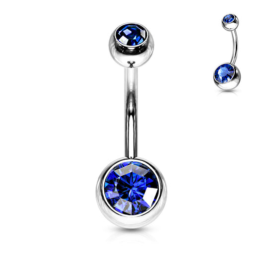 Internally Threaded Double Clear Gem Ball Navel Ring 316L Surgical Steel Navel Ring Impulse Piercings