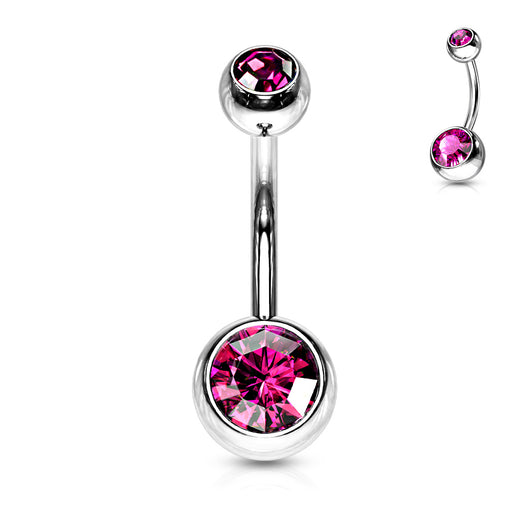 Internally Threaded Double Clear Gem Ball Navel Ring 316L Surgical Steel Navel Ring Impulse Piercings