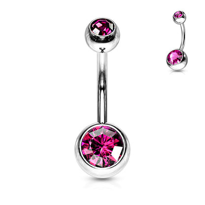 Internally Threaded Double Clear Gem Ball Navel Ring 316L Surgical Steel Navel Ring Impulse Piercings