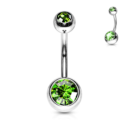 Internally Threaded Double Clear Gem Ball Navel Ring 316L Surgical Steel Navel Ring Impulse Piercings