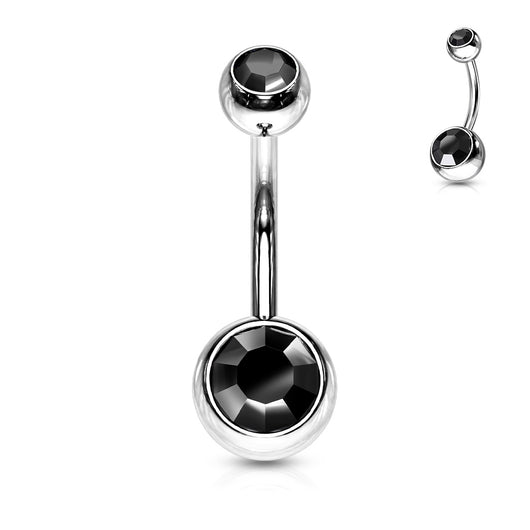 Internally Threaded Double Clear Gem Ball Navel Ring 316L Surgical Steel Navel Ring Impulse Piercings