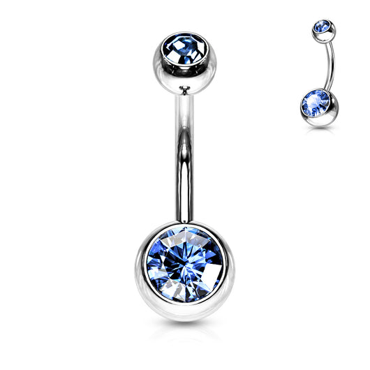 Internally Threaded Double Clear Gem Ball Navel Ring 316L Surgical Steel Navel Ring Impulse Piercings