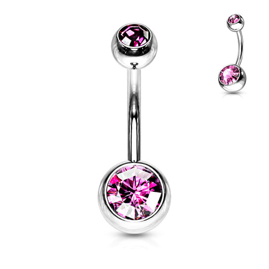 Internally Threaded Double Clear Gem Ball Navel Ring 316L Surgical Steel Navel Ring Impulse Piercings