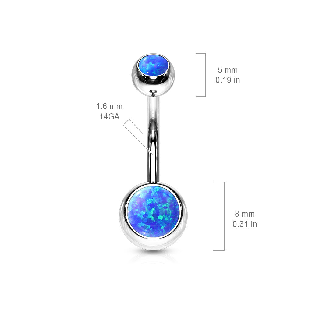 Surgical Steel Opal Double Jeweled Belly Navel Ring Navel Ring Impulse Piercings