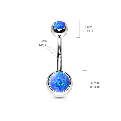 Surgical Steel Opal Double Jeweled Belly Navel Ring Navel Ring Impulse Piercings