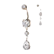 Tear Drop CZ Dangle 316L Surgical Steel Belly Button Navel Ring Belly Button Ring Skin Metals