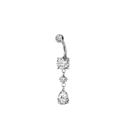 Tear Drop CZ Dangle 316L Surgical Steel Belly Button Navel Ring Belly Button Ring Skin Metals