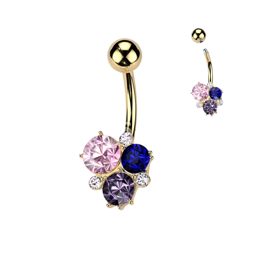Surgical Steel CZ Ribbon With CZ Butterfly Center Belly Button Navel Ring Belly Button Ring Skin Metals