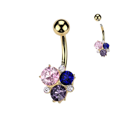 Surgical Steel CZ Ribbon With CZ Butterfly Center Belly Button Navel Ring Belly Button Ring Skin Metals