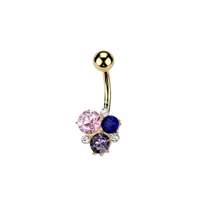 Surgical Steel CZ Ribbon With CZ Butterfly Center Belly Button Navel Ring Belly Button Ring Skin Metals
