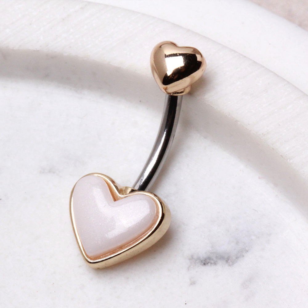 Gold Plated Double Heart Navel Ring Navel Ring Skin Metals