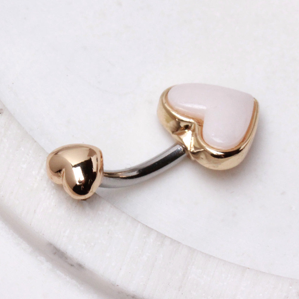 Gold Plated Double Heart Navel Ring Navel Ring Skin Metals