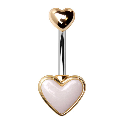 Gold Plated Double Heart Navel Ring Navel Ring Skin Metals