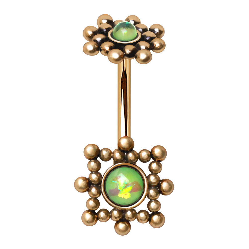 Gold Plated Beads and Synthetic Opal Navel Ring Navel Ring Skin Metals