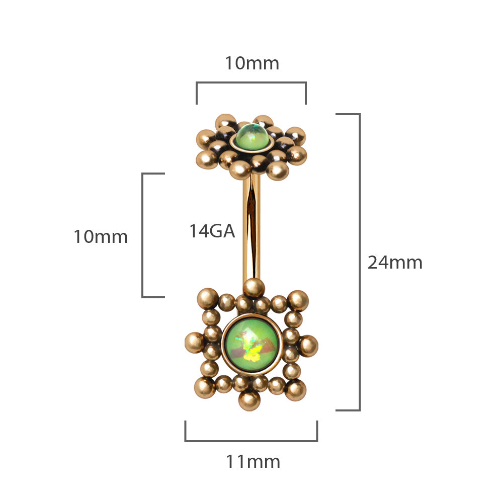 Gold Plated Beads and Synthetic Opal Navel Ring Navel Ring Skin Metals
