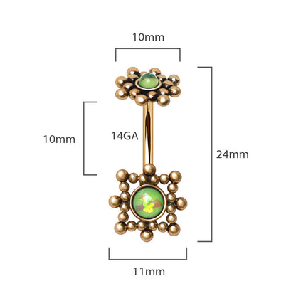 Gold Plated Beads and Synthetic Opal Navel Ring Navel Ring Skin Metals