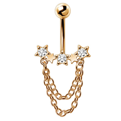 Gold Plated Chained Star Navel Ring Navel Ring Skin Metals