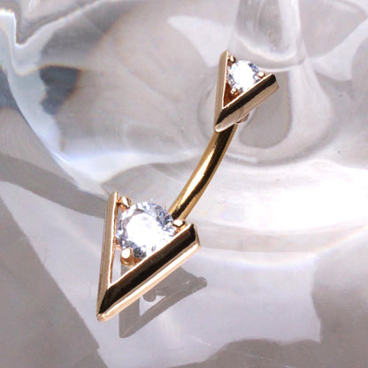 Gold Plated Jeweled Triangle Navel Ring Navel Ring Skin Metals