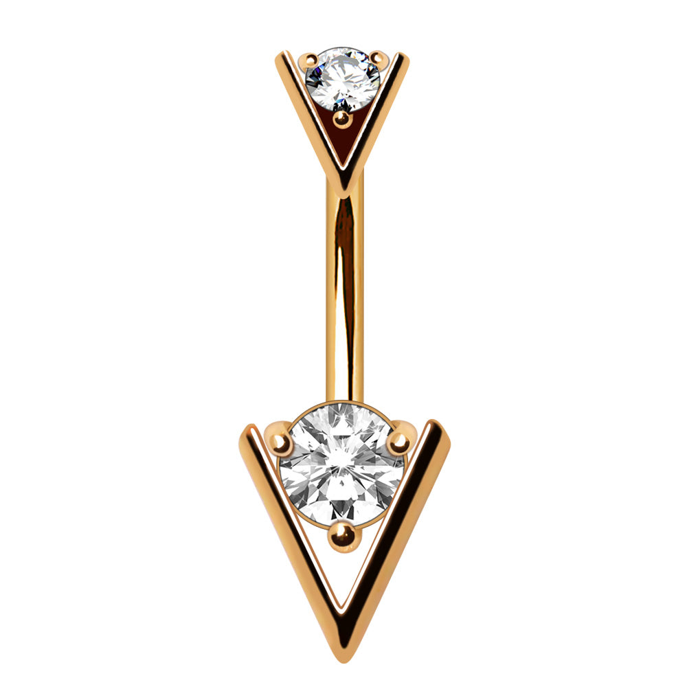 Gold Plated Jeweled Triangle Navel Ring Navel Ring Skin Metals