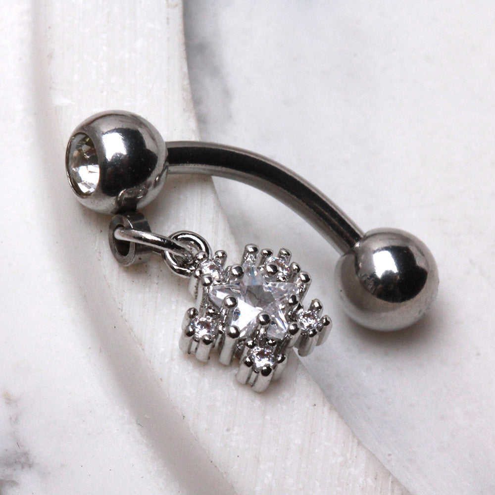 316L Stainless Steel Star Dangle Top Down Navel Ring Navel Ring Skin Metals
