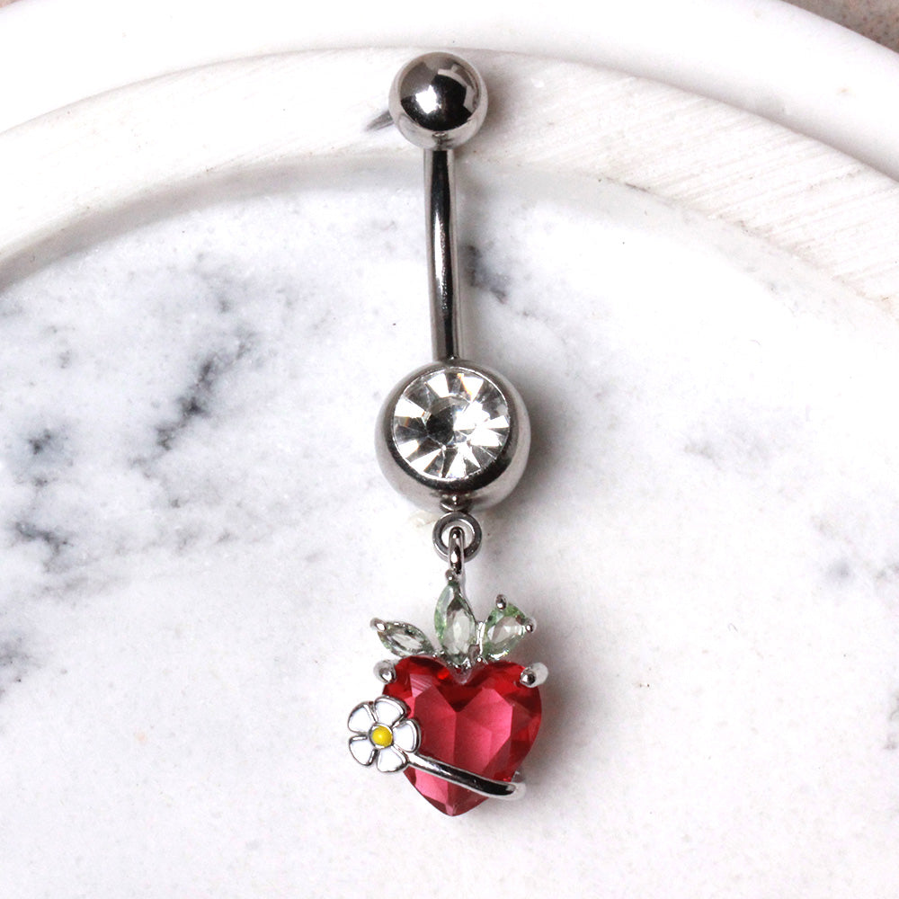 316L Stainless Steel Strawberry Dangle Navel Ring Navel Ring Skin Metals