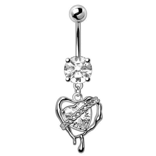 316L Stainless Steel Melting Heart Dangle Navel Ring