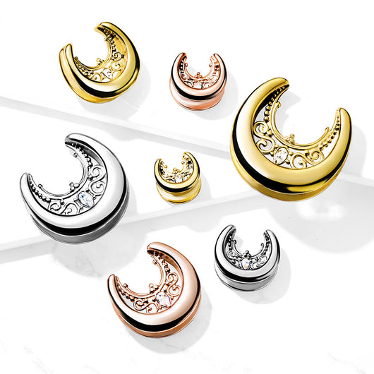 Floral Filigree Center Saddle Spreader All 316L Surgical Steel Plugs Impulse Piercings