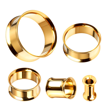Gold Plated Double Flare Tunnel Plug — Sold as Pair - Skin Metals