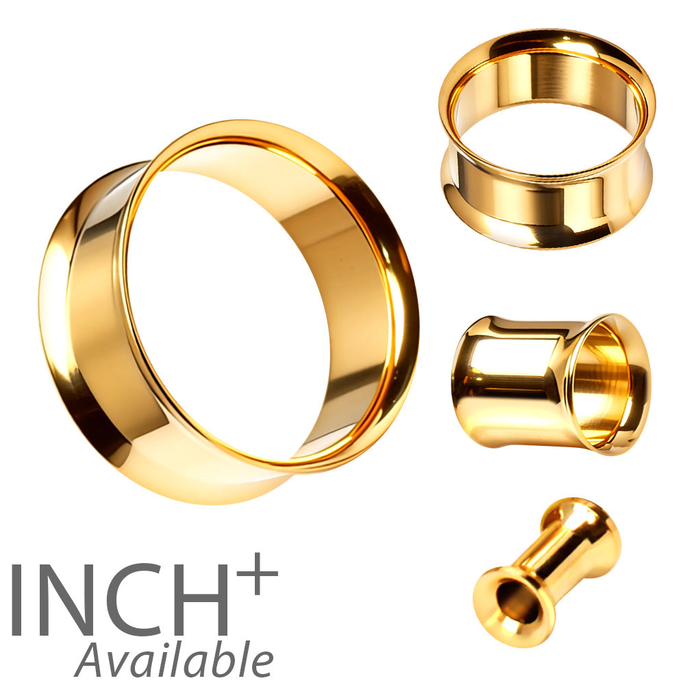 Gold Plated Double Flare Tunnel Plug — Sold as Pair - Skin Metals