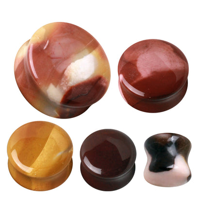 Natural Mookaite Jasper Stone Saddle Plug Plugs Skin Metals