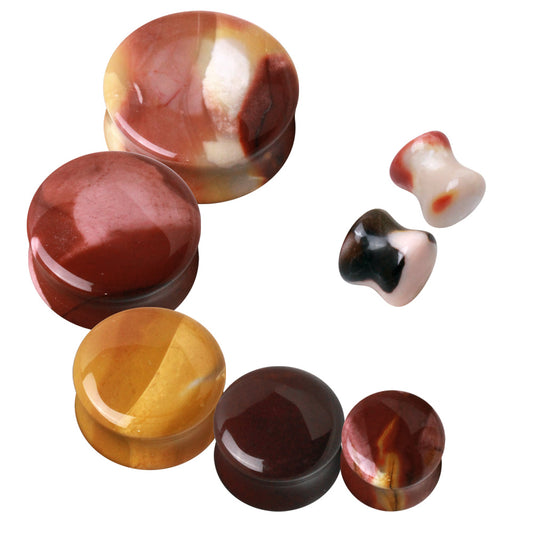 Natural Mookaite Jasper Stone Saddle Plug Plugs Skin Metals