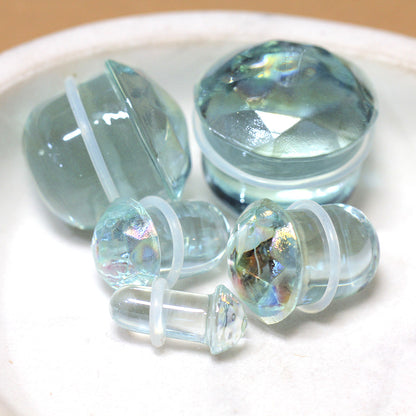 Iridescent Faceted Glass Single Flare Plug Plugs Skin Metals