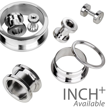 316L Surgical Steel Screw Fit Tunnel Plug Up to 2" — Sold as Pair - Skin Metals