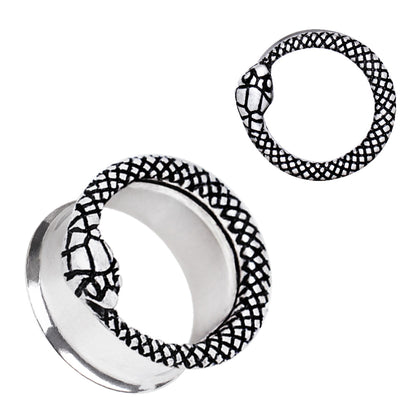316L Stainless Steel Serpent Snake Double Flare Tunnel Plug — Sold as Pair
