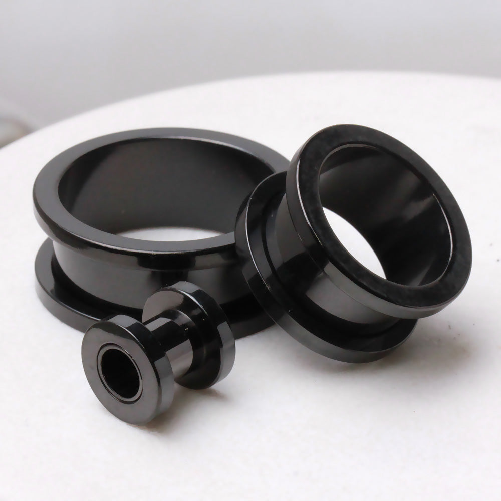 Black PVD Screw Fit Tunnel Plug — Sold as Pair