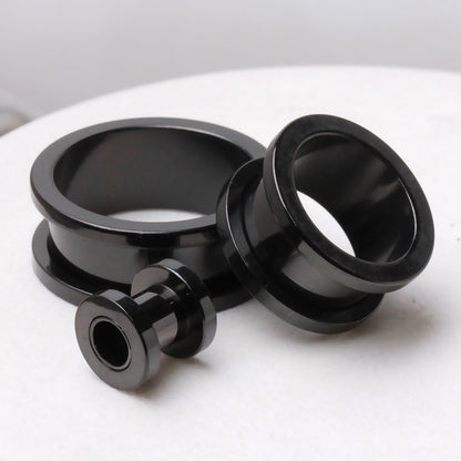 Black PVD Screw Fit Tunnel Plug — Sold as Pair