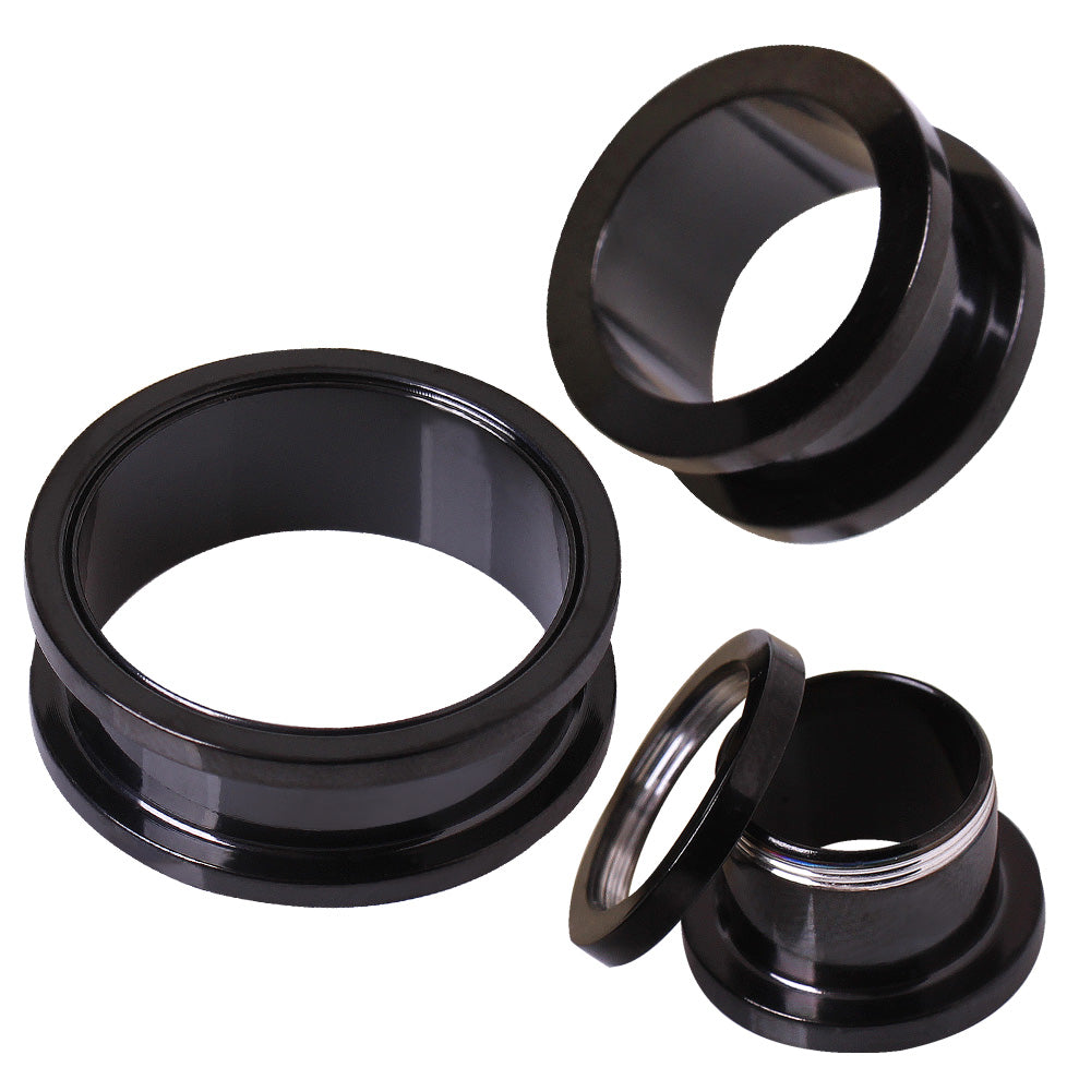 Black PVD Screw Fit Tunnel Plug — Sold as Pair