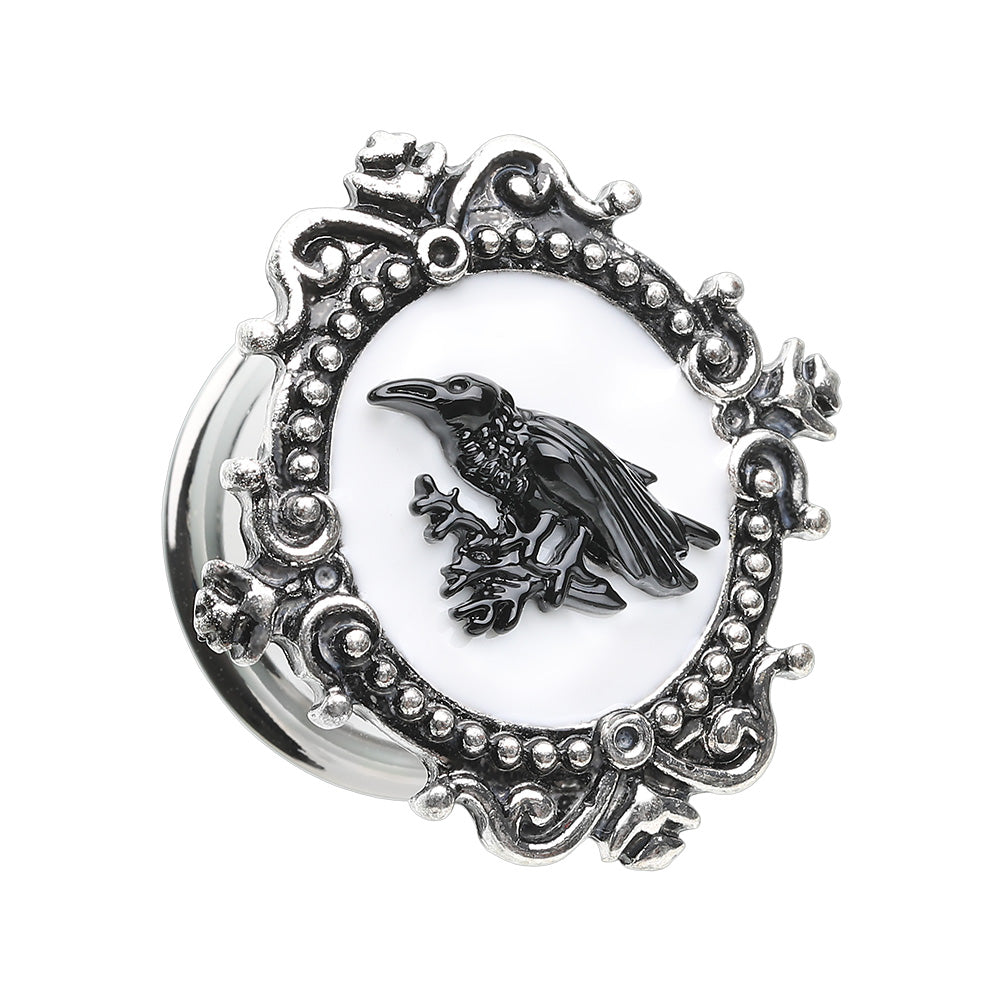 Poe The Raven Cameo Steel Ear Gauge Plug Plug Earrings Skin Metals